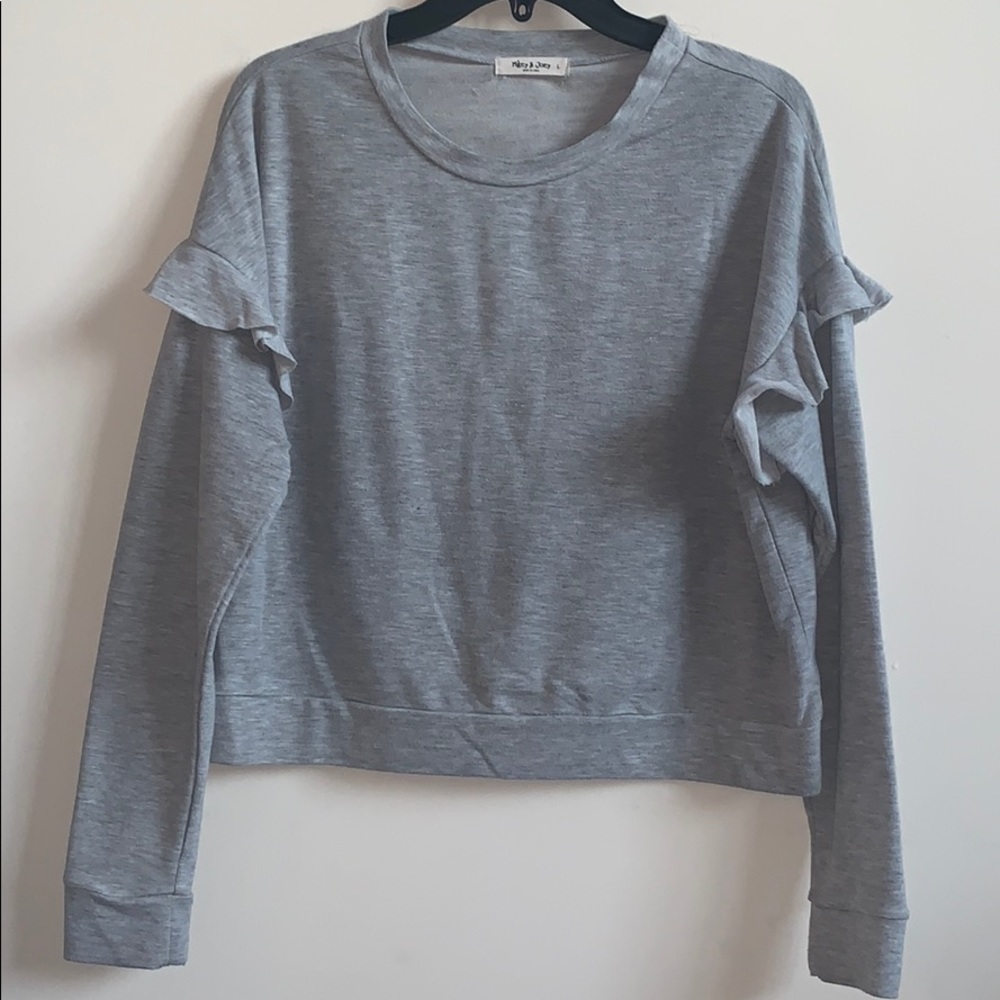 Mikey & Joey Gray Ruffle Sleeve Sweatshirt